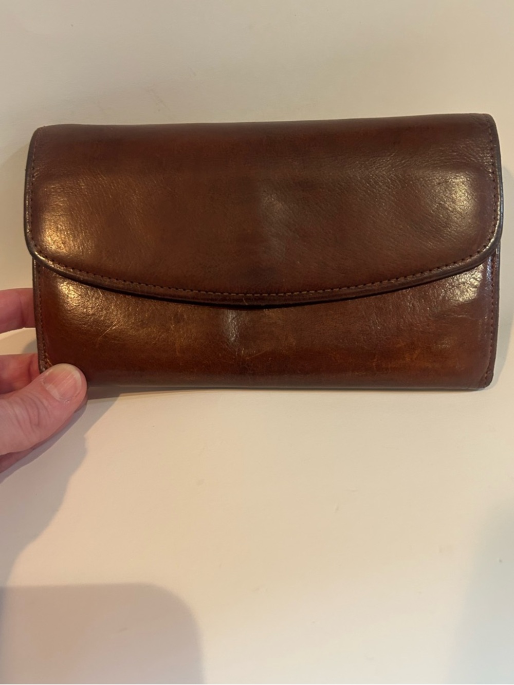 Coach Brown Leather Envelope Wallet Clutch